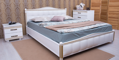 Кровать Прованс с патиной и фрезеровкой и мягкой спинкой квадраты Олимп 200х200 см Венге Венге RD348-44 фото