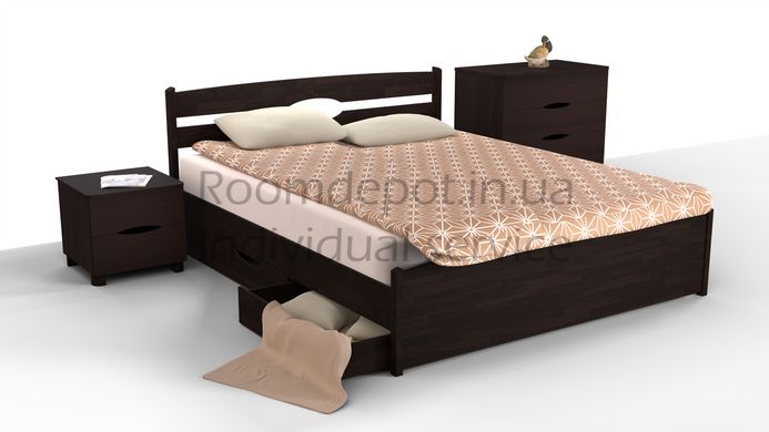 Кровать с ящиками Ликерия Люкс Микс Мебель 140х200 см Орех темный Орех темный RD54-12 фото