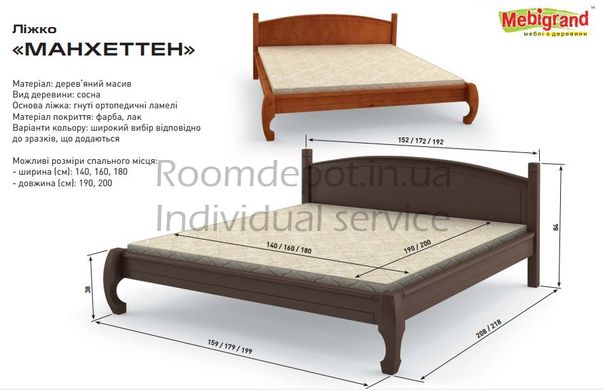 Деревянная кровать Манхеттен MebiGrand 160х200 см Яблоня Яблоня RD1422-18 фото