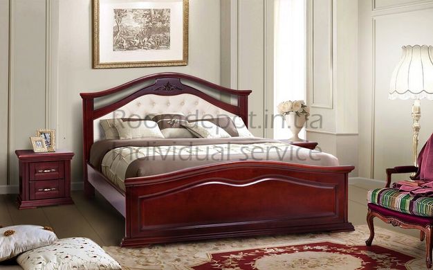 Ліжко з вільхи Маргарита Мікс Меблі 180х200 см Горіх Горіх RD15-3 фото