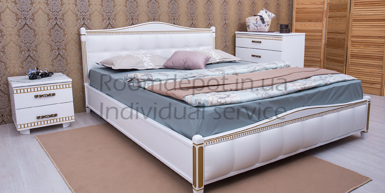 Кровать Прованс с патиной и фрезеровкой и мягкой спинкой квадраты Олимп 120х200 см Венге Венге RD348 фото