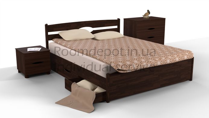 Кровать с ящиками Ликерия Люкс Микс Мебель 180х200 см Орех темный Орех темный RD54-20 фото