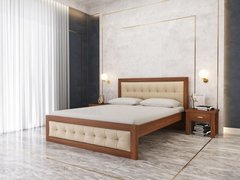 Кровать Мадрид с мягким изголовьем 50 плюс ЛЕВ Бук натуральный 160х190 см Бук натуральный RD123-70 фото